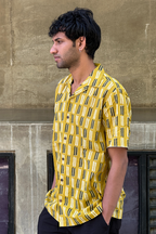MUSTARD KOSH MEN'S NOTCH COLLAR HALF SLEEVE  SHIRT
