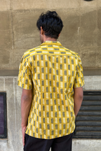 MUSTARD KOSH MEN'S NOTCH COLLAR HALF SLEEVE  SHIRT