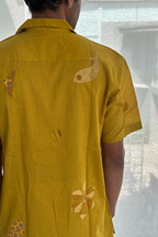 MUSTARD MEEN MEN'S NOTCH COLLAR HALF SLEEVE SHIRT