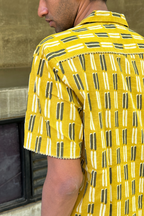 MUSTARD KOSH MEN'S NOTCH COLLAR HALF SLEEVE  SHIRT