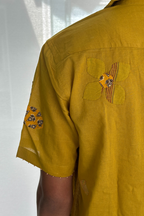 MUSTARD MEEN MEN'S NOTCH COLLAR HALF SLEEVE SHIRT