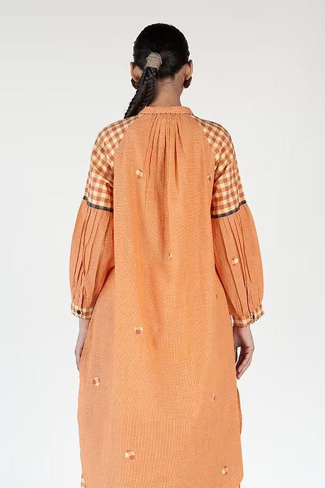 WOVEN SUNSET NECK GATHER KURTA PALAZZO COORD SET