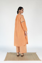 WOVEN SUNSET NECK GATHER KURTA PALAZZO COORD SET
