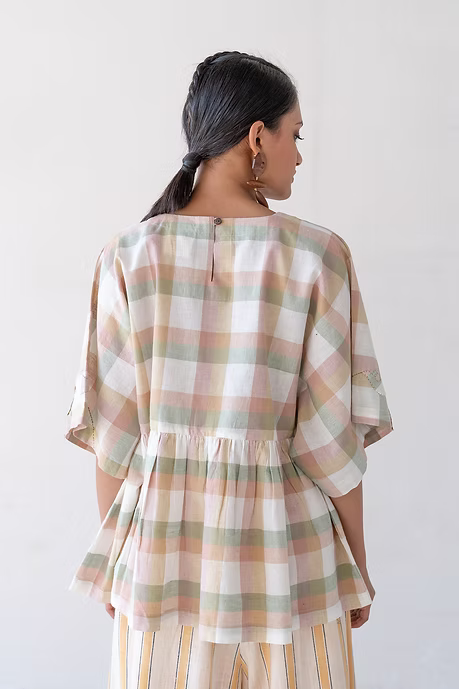 Pastel Checks Kimono Top