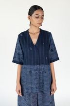 KALA COTTON AERO STRIPE V NECK TOP