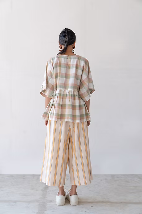 Pastel Checks Kimono Top