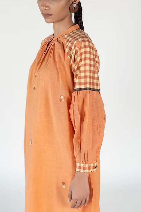 WOVEN SUNSET NECK GATHER KURTA PALAZZO COORD SET