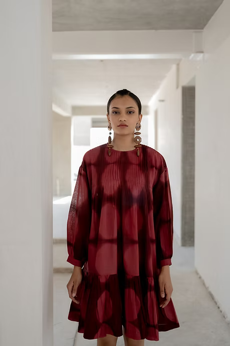 Maroon Circles Dress