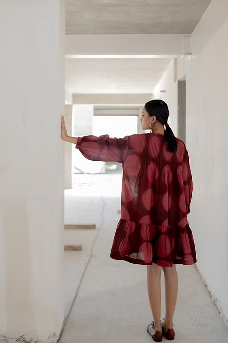 Maroon Circles Dress