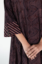 FLOW V NECK PANELLED LONG DRESS WITH PALAZZO PANTS