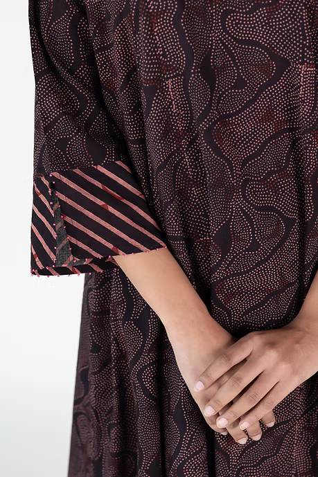 FLOW V NECK PANELLED LONG DRESS WITH PALAZZO PANTS