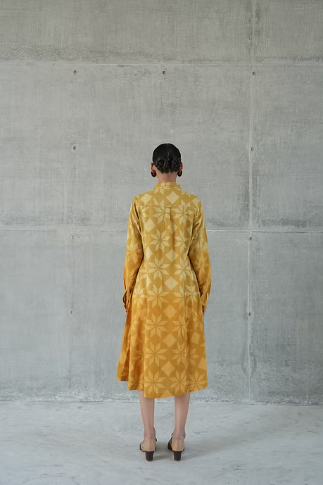 MUSTARD TAARA COLLARED A LINE DRESS