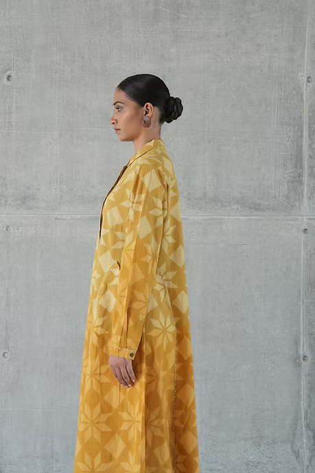 MUSTARD TAARA COLLARED A LINE DRESS