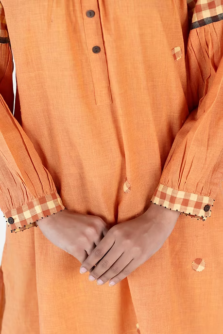 WOVEN SUNSET NECK GATHER KURTA PALAZZO COORD SET