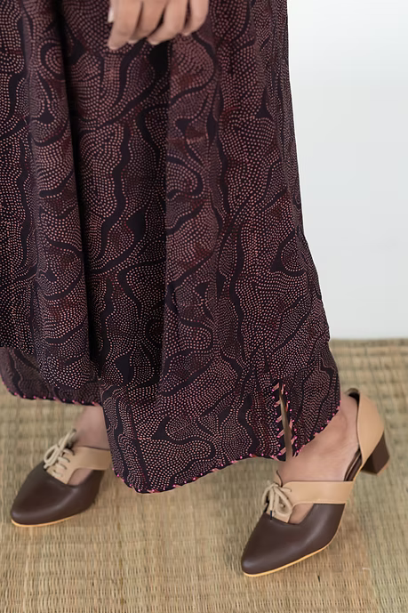 FLOW V NECK PANELLED LONG DRESS WITH PALAZZO PANTS