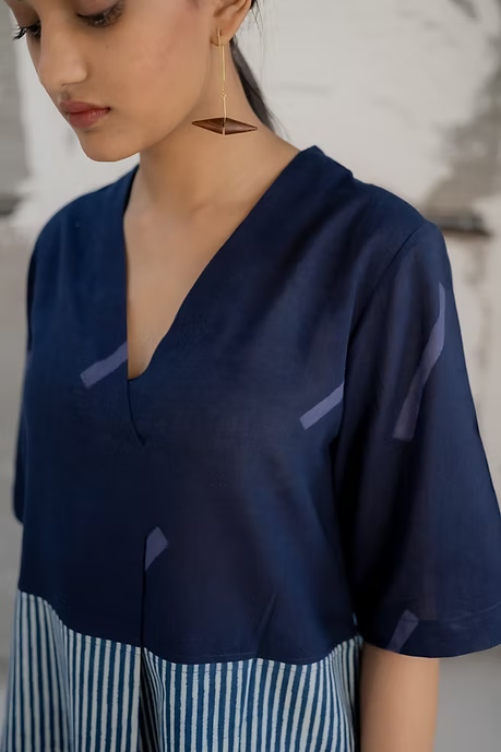 Indigo Slant line Co-ord