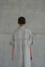 WOVEN JAIL STRIPE SHIRT DRESS