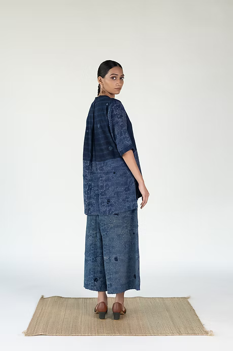 KALA COTTON INDIGO AERO STRIPE CULOTTE