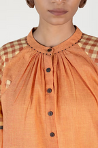 WOVEN SUNSET NECK GATHER KURTA PALAZZO COORD SET
