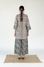 MUD PRINT HIGH LOW YOKE TOP WITH PALAZZO PANTS