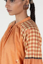 WOVEN SUNSET NECK GATHER KURTA PALAZZO COORD SET