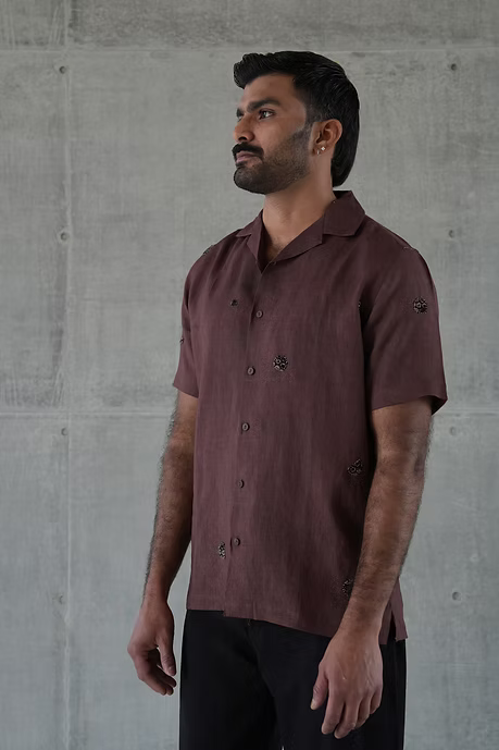 COFFEE NOTCH COLLAR MEN’S SHIRT