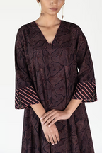 FLOW V NECK PANELLED LONG DRESS WITH PALAZZO PANTS