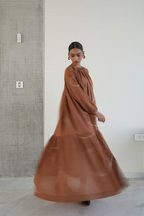 LIGHT TERRA NECK GATHER FLOOR LENGTH DRESS