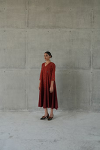 MAROON OMBRE TIPKI PANELLED DRESS