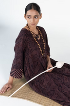 FLOW V NECK PANELLED LONG DRESS WITH PALAZZO PANTS