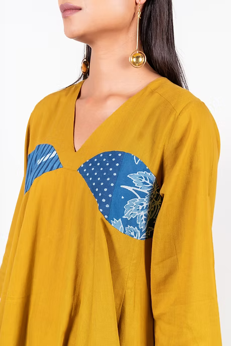 Bright Mustard Meen Panelled Dress