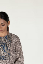 MUD PRINT HIGH LOW YOKE TOP WITH PALAZZO PANTS