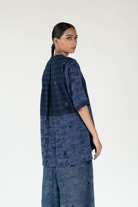 KALA COTTON AERO STRIPE V NECK TOP