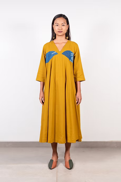 Bright Mustard Meen Panelled Dress