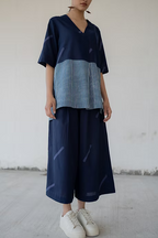 Indigo Slant line Co-ord