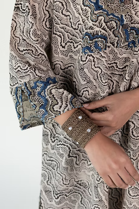 MUD PRINT HIGH LOW YOKE TOP WITH PALAZZO PANTS