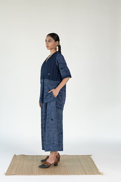 KALA COTTON INDIGO AERO STRIPE CULOTTE
