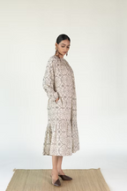 LOTUS NECK GATHER DRESS