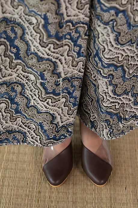 MUD PRINT HIGH LOW YOKE TOP WITH PALAZZO PANTS