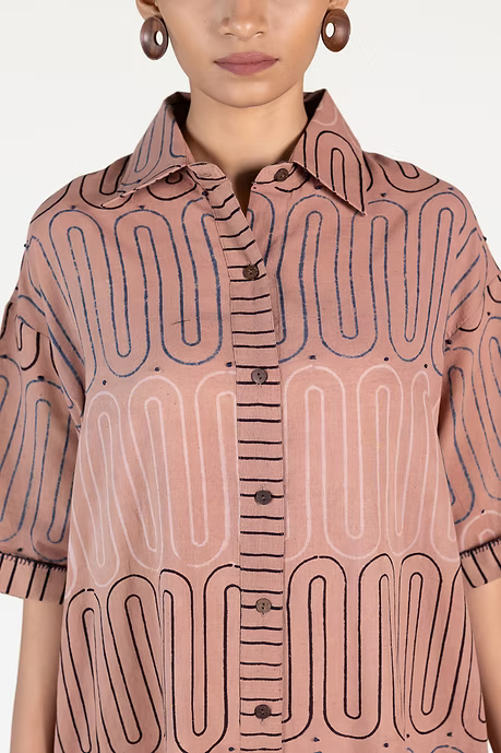 WAVES OUTLINE SHIRT DRESS