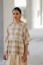 Pastel Checks Kimono Top