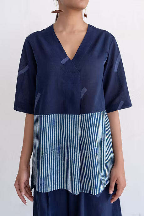 Indigo Slant line Co-ord