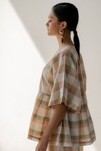 Pastel Checks Kimono Top