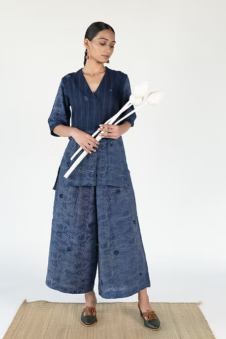 KALA COTTON INDIGO AERO STRIPE CULOTTE