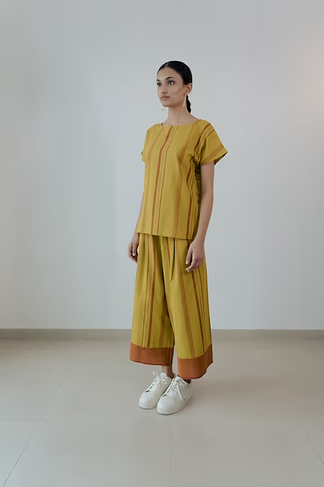 Mustard kimono top and culotte set