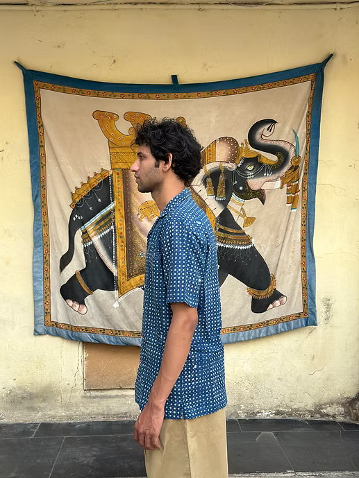 STARS INDIGO MEN’S NOTCH COLLAR SHIRT