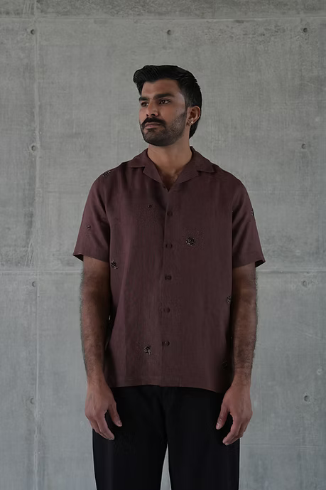 COFFEE NOTCH COLLAR MEN’S SHIRT