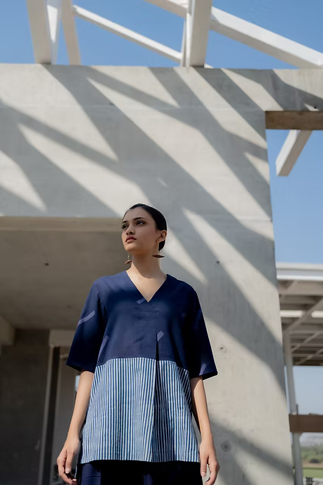 Indigo Slant line Co-ord