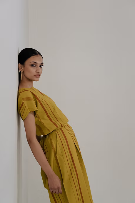 Mustard kimono top and culotte set