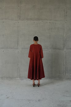 MAROON OMBRE TIPKI PANELLED DRESS
